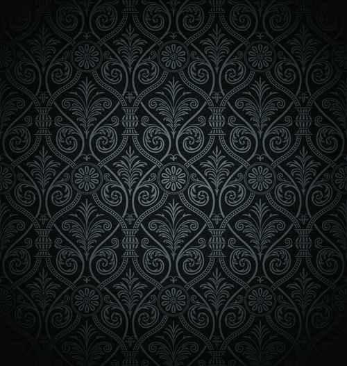 luxurious Black Damask Patterns vector 04