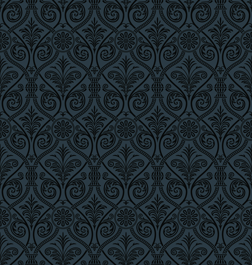 luxurious Black Damask Patterns vector 05
