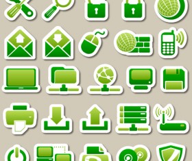 Different green icon vector set 01