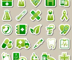 Different green icon vector set 02