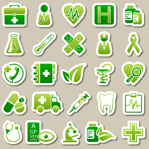 Different green icon vector set 02