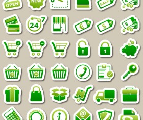 Different green icon vector set 03