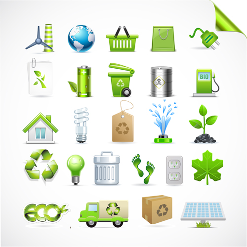 Eco with Bio elements of Stickers and icon vector 02