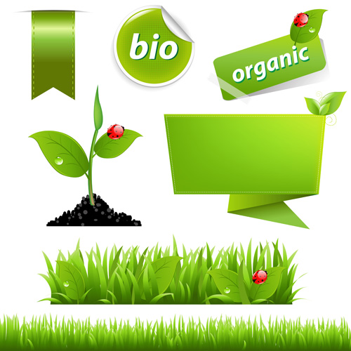 Eco with Bio elements of Stickers and icon vector 03