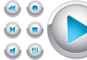 Elements of Shiny Media Buttons Vector