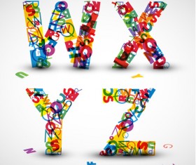 Elements of Various alphabet art vector 01