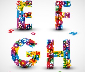 Elements of Various alphabet art vector 05