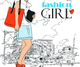 Set of Different Fashion Girl vector 01