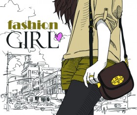 Set of Different Fashion Girl vector 05