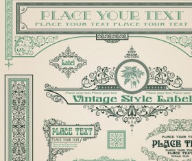 Set of Frame, border, ornament element in vintage style vector 04