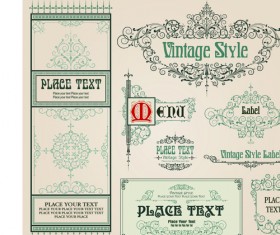 Set of Frame, border, ornament element in vintage style vector 05