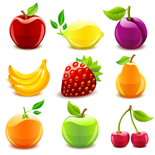 Elements of Various Glossy fruit vector 03