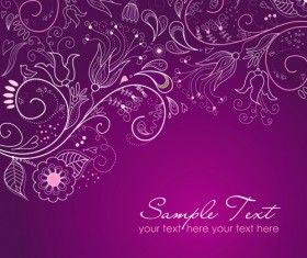 Hand drawn Purple Floral Backgrounds vector 01