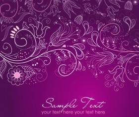 Hand drawn Purple Floral Backgrounds vector 02