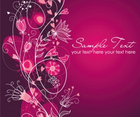 Hand drawn Purple Floral Backgrounds vector 01 free download