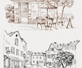 Hand drawn vintage cafe vector 01