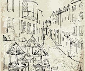 Hand drawn vintage cafe vector 03