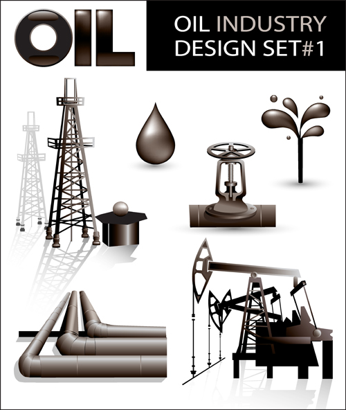 Oil industry design elements vector 05