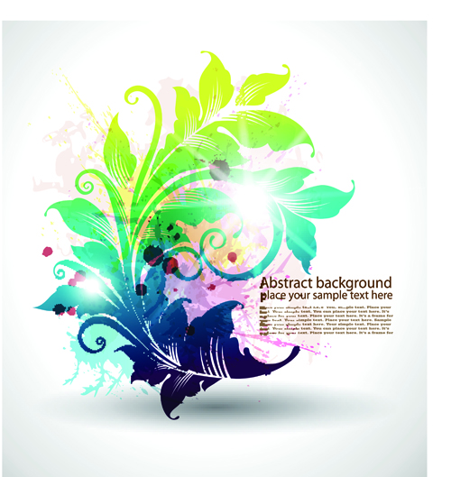 Pretty and colorful floral elements backgorund vector 03
