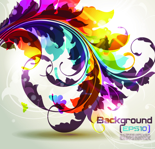Pretty and colorful floral elements backgorund vector 05