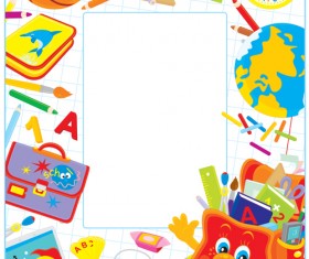 Set of Back to School elements background vector 02