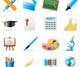 Set of Back to School elements icon vector 04