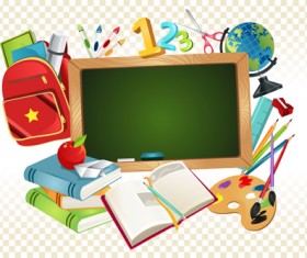 Set of Back to School elements background vector 05