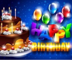 Set of Happy birthday postcards design elements vector 01