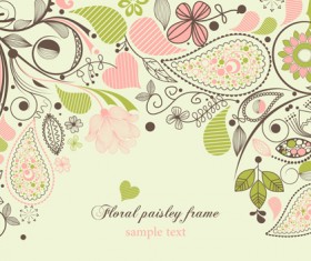 Set of floral Paisley elements frame vector 02