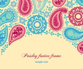 Set of floral Paisley elements frame vector 03
