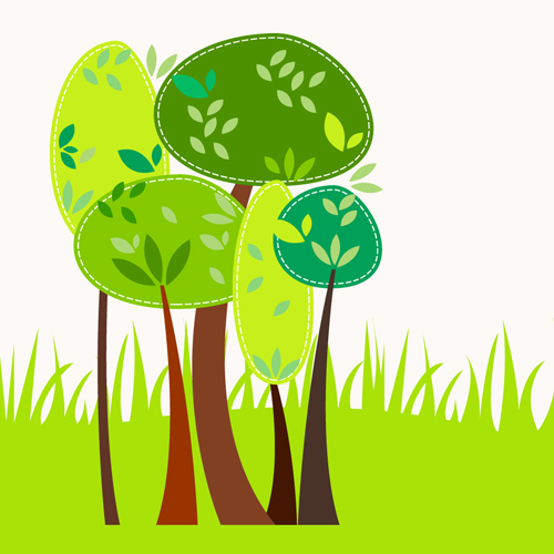 Different Spring tree elements vector 01
