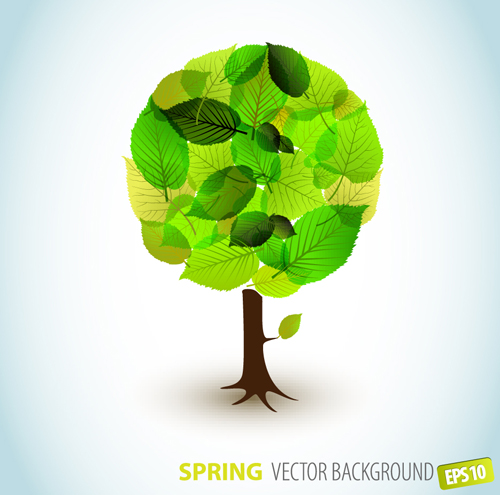 Different Spring tree elements vector 02