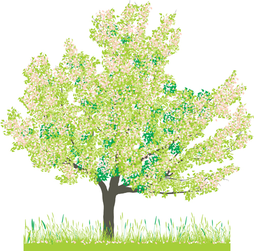 Different Spring tree elements vector 03