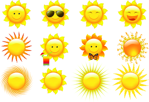 Elements of Summer Sun vector art 02