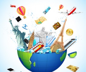 Creative Travel elements vector art 04