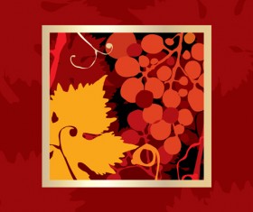 Vivid grapes elements vector background art 01