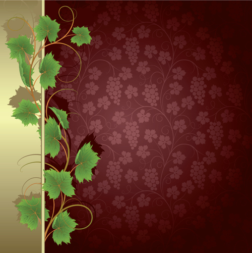 Vivid grapes elements vector background art 05