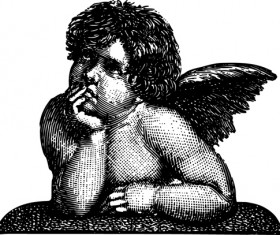 Vintage angels Statue vector 02