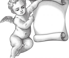 Vintage angels Statue vector 03