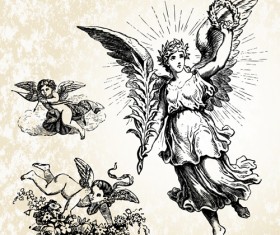 Vintage angels Statue vector 04