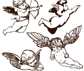 Vintage angels Statue vector 05