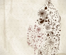 Hand drawn Retro flower Decoration background vector 02