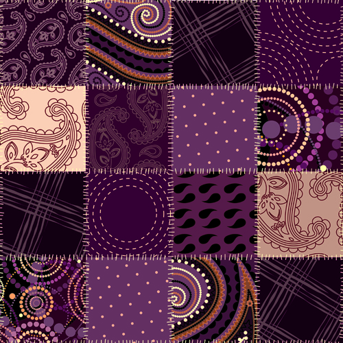 Set of Different Fabric patterns vector 01