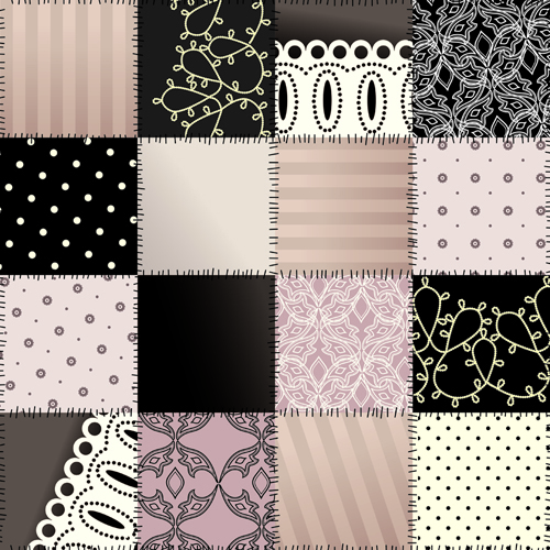 Set of Different Fabric patterns vector 02