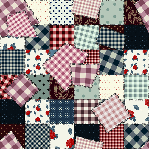 Set of Different Fabric patterns vector 04
