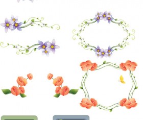 Various Floral Color Frames vector set