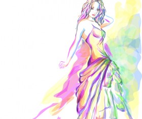 Set of Fashion Beautiful Girls vector 03