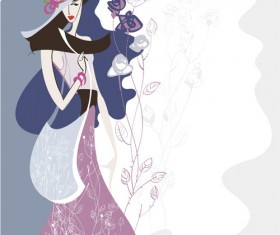 Set of Fashion Beautiful Girls vector 05