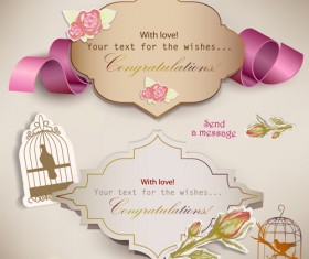 Set of Cute Gift cards vector 04