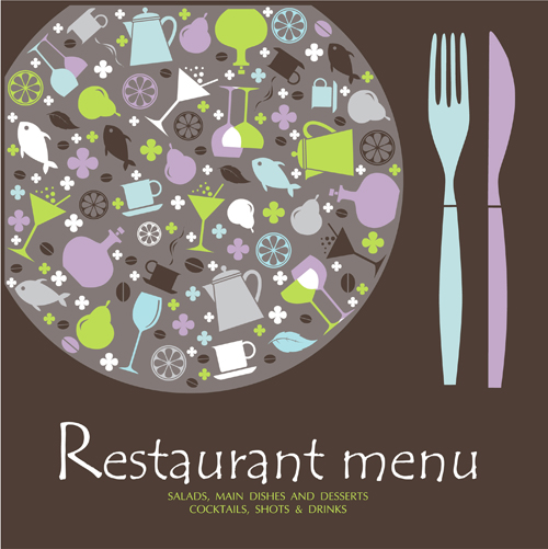 Elements of commonly Restaurant Menu cover vector 05